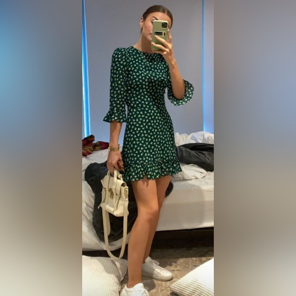 Reformation Green Floral Prom Dress